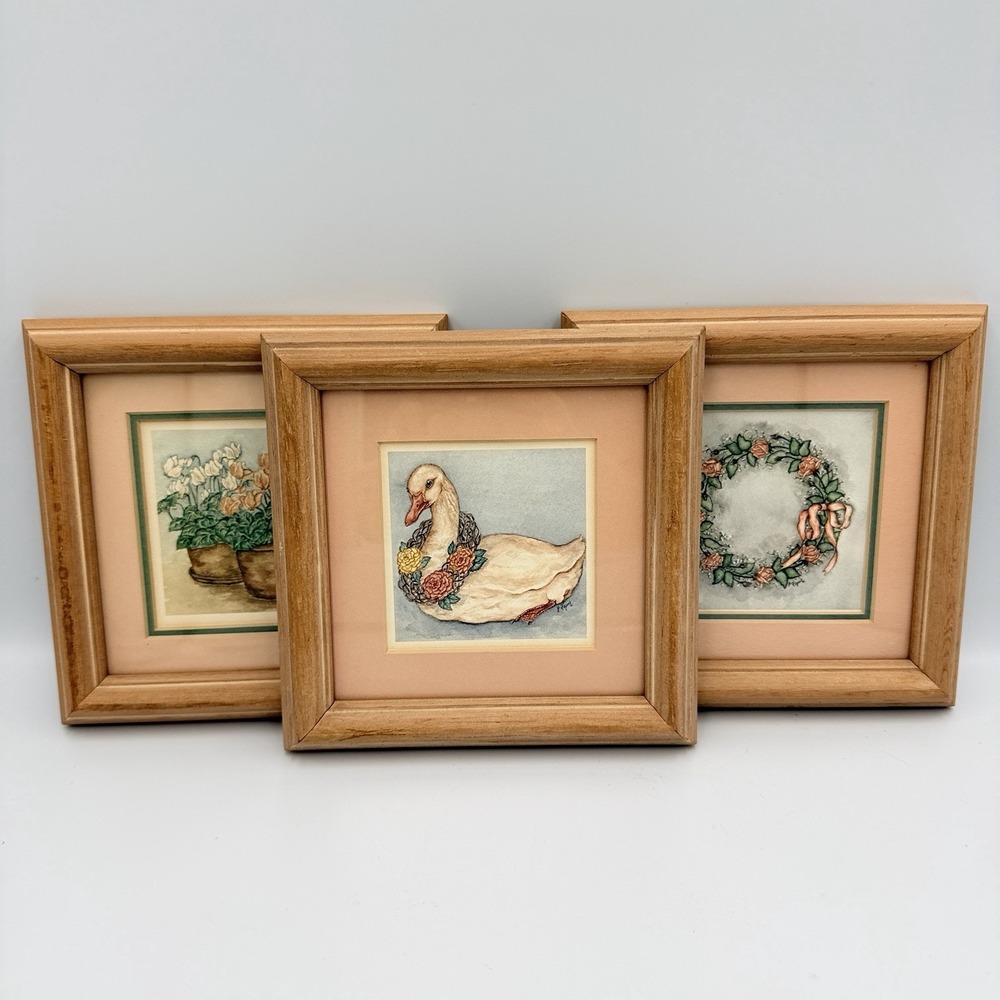 Robert Grace Framed Art Print Set 3 Cottagecore Duck Floral Grandmillennial